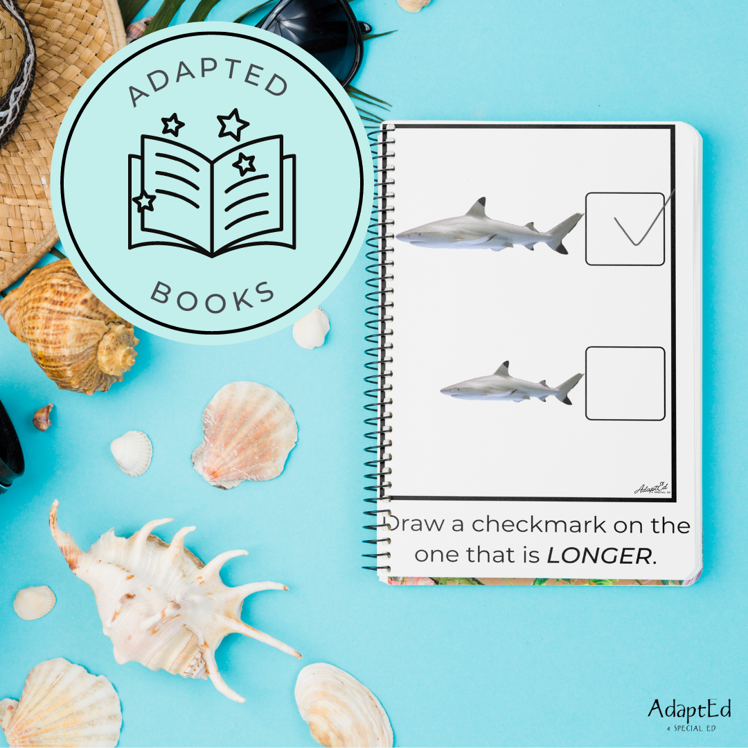 Shorter or Longer Task Cards & Adapted Books (Comparing by length) Coins - AdaptEd4SpecialEd