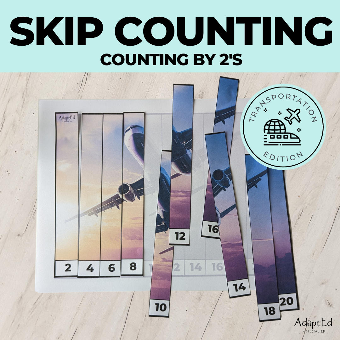 Skip Counting Puzzles: Counting by 2's: Vehicles Transportation (Printable PDF) - AdaptEd4SpecialEd