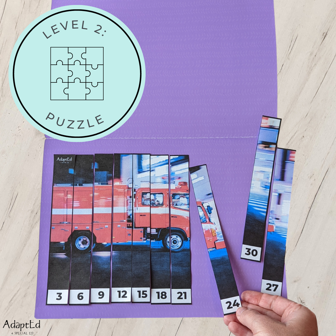 Skip Counting Puzzles: Counting by 3's: Vehicles Transportation (Printable PDF) - AdaptEd4SpecialEd