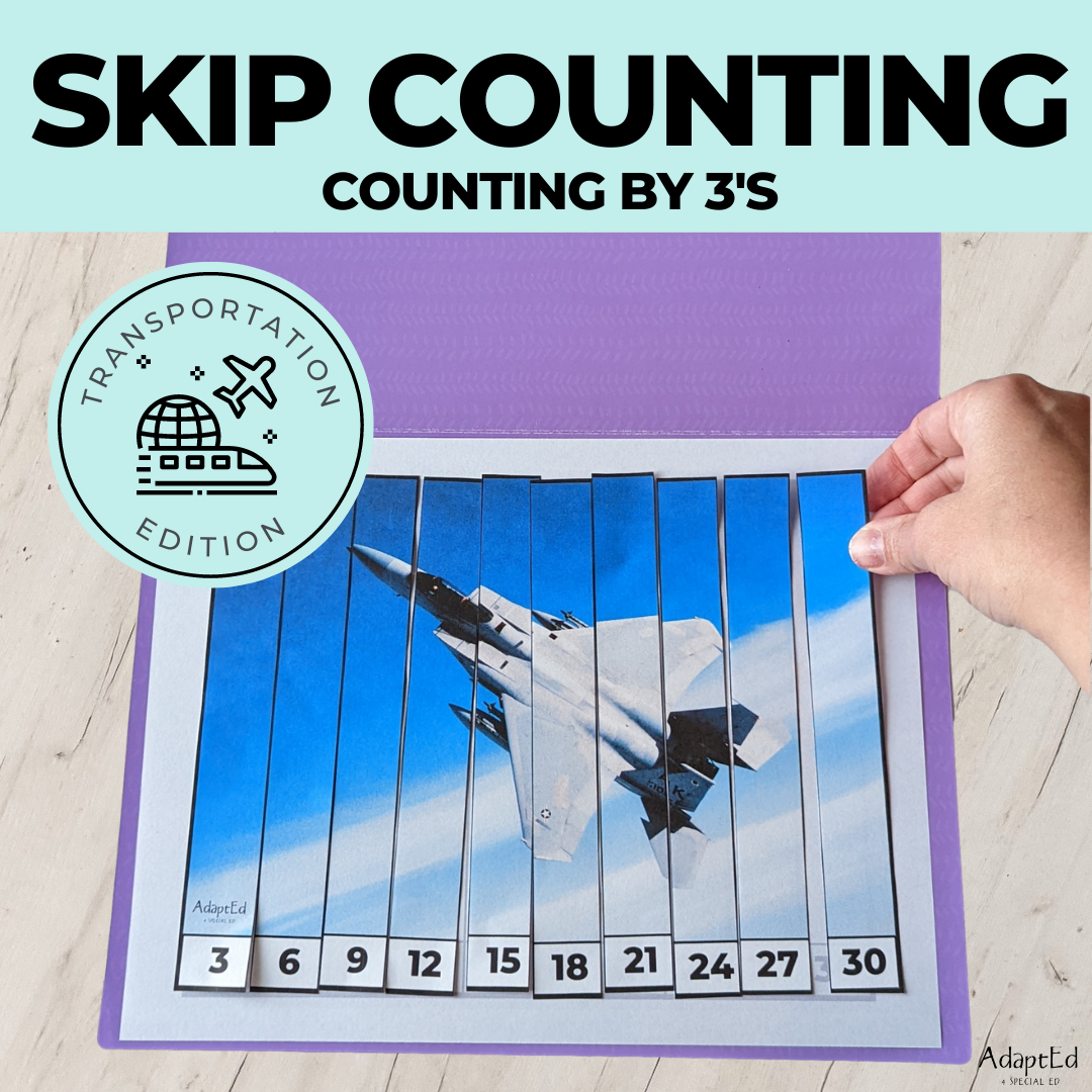 Skip Counting Puzzles: Counting by 3's: Vehicles Transportation (Printable PDF) - AdaptEd4SpecialEd
