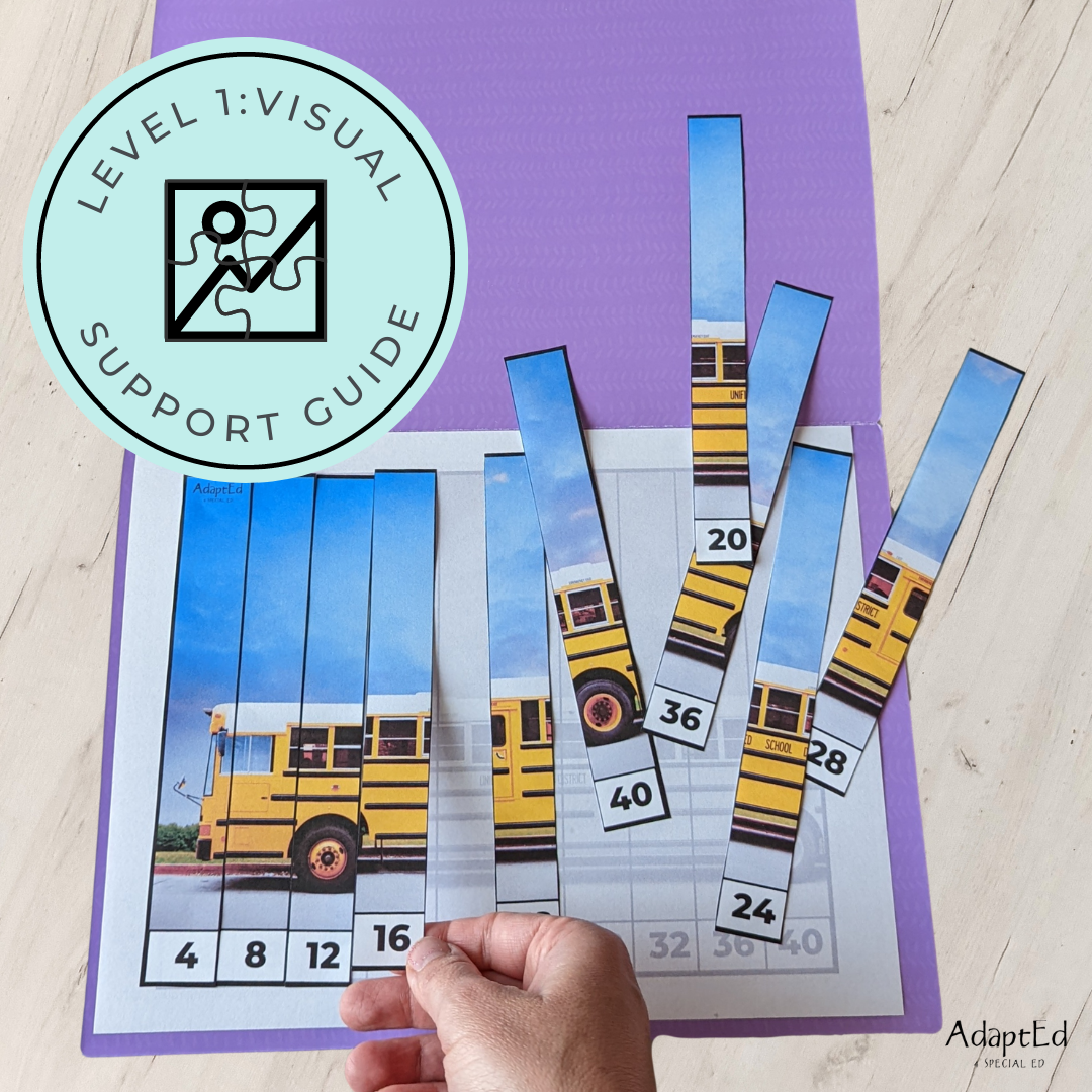 Skip Counting Puzzles: Counting by 4's: Vehicles Transportation (Printable PDF) - AdaptEd4SpecialEd