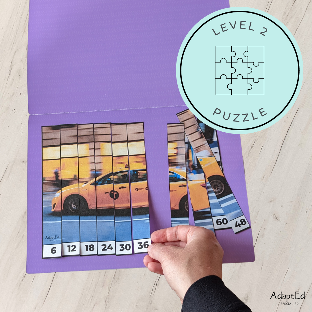 Skip Counting Puzzles: Counting by 6's: Vehicles Transportation (Printable PDF) - AdaptEd4SpecialEd
