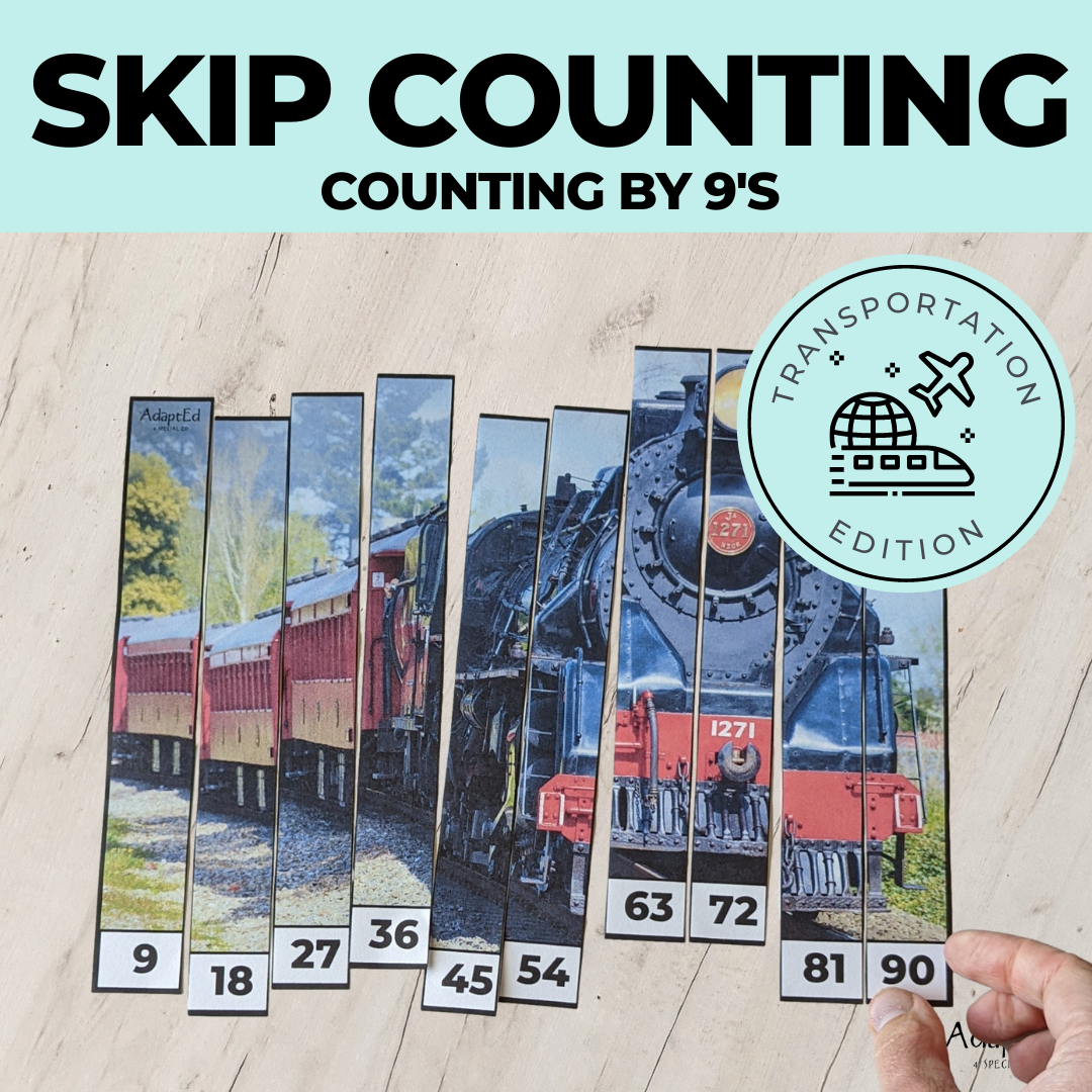 Skip Counting Puzzles: Counting by 9's: Vehicles Transportation (Printable PDF) - AdaptEd4SpecialEd