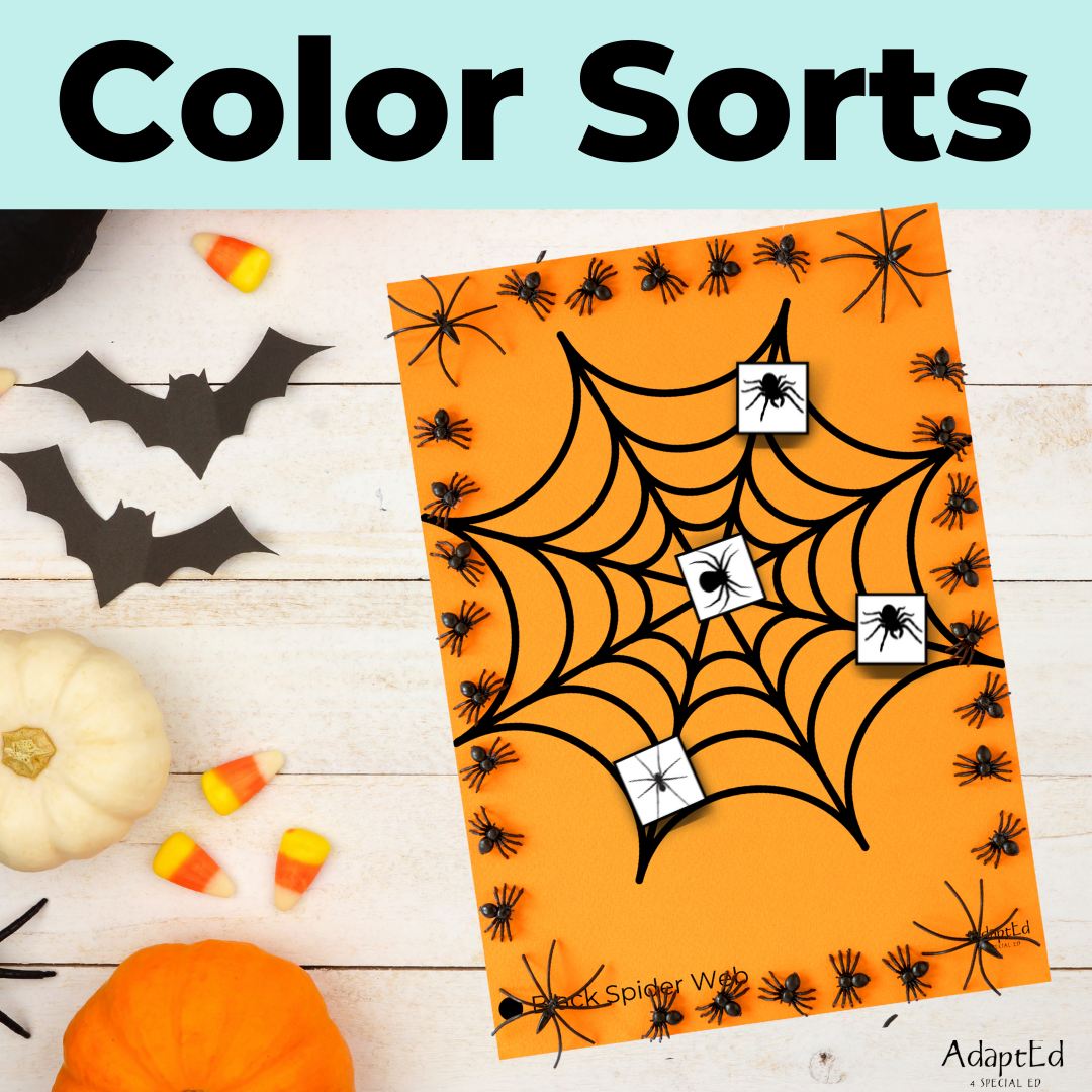 Halloween Spider Web Color Sorts 🎃 (Printable PDF) Wh Questions - AdaptEd4SpecialEd