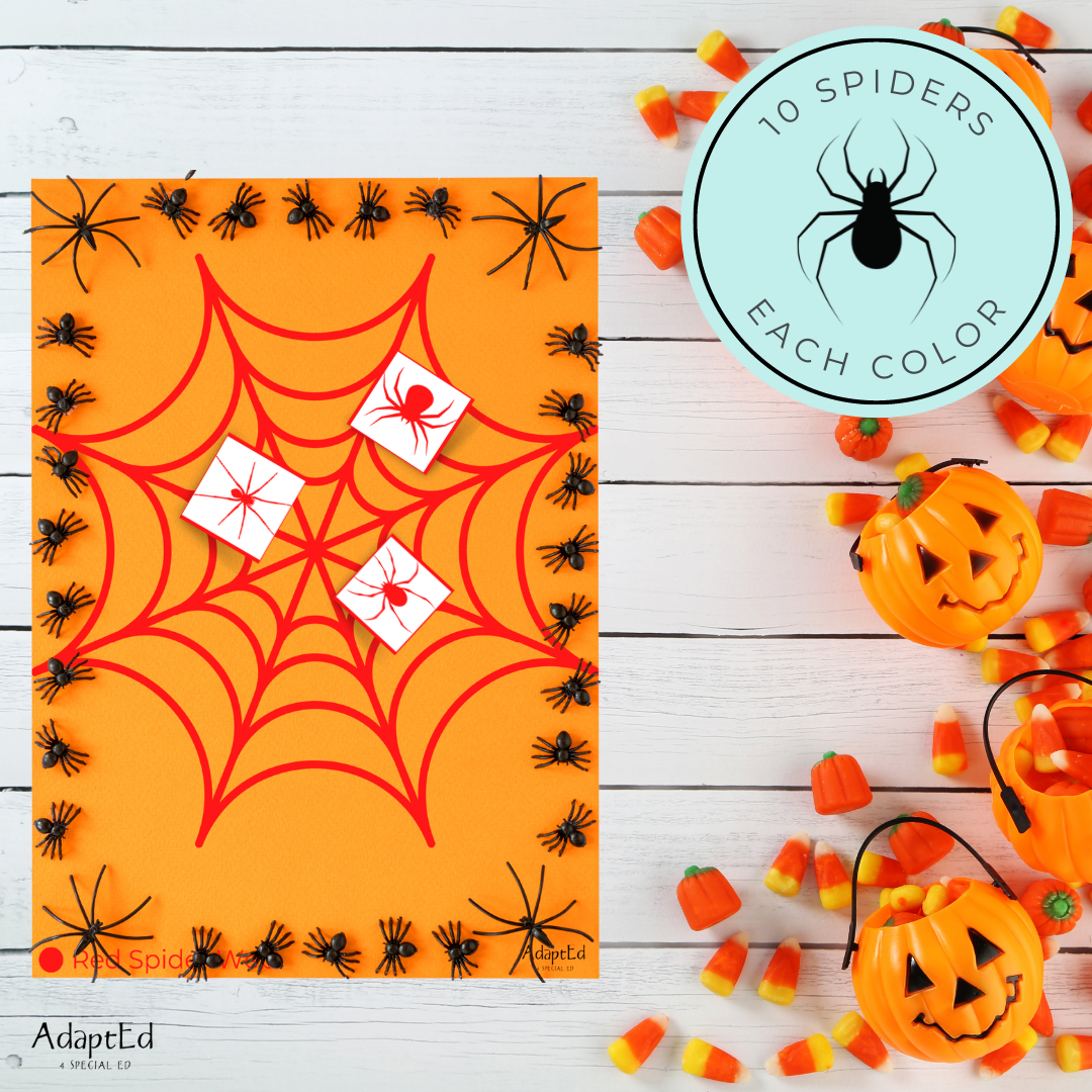 Halloween Spider Web Color Sorts 🎃 (Printable PDF) Wh Questions - AdaptEd4SpecialEd