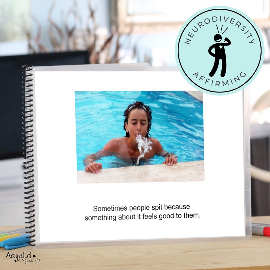 Social Narrative: Spitting: Editable (Printable PDF ) Neurodivergent Affirming - AdaptEd4SpecialEd