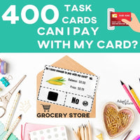 Thumbnail for Task Cards: Do I have enough to pay with my card? Grocery Store (Printable PDF) Money Awareness - AdaptEd4SpecialEd
