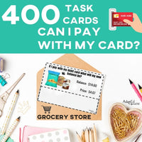 Thumbnail for Task Cards: Do I have enough to pay with my card? Grocery Store (Printable PDF) Money Awareness - AdaptEd4SpecialEd