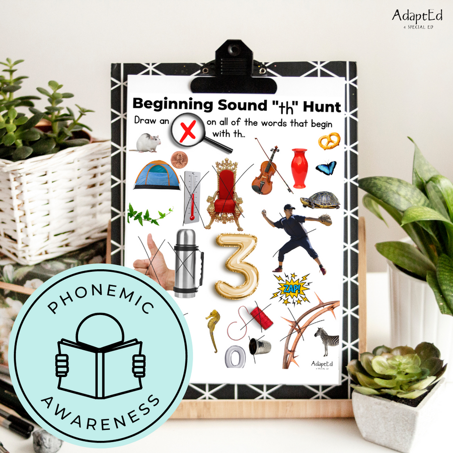 Digraph Beginning Sounds I Spy "Th" - AdaptEd4SpecialEd