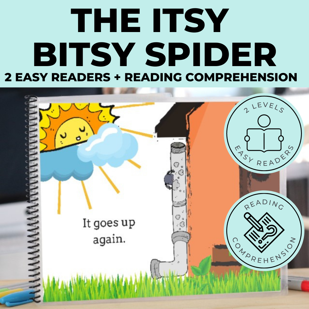 Itsy Bitsy Spider Nursery Rhyme Story + Reading Comprehension (Printable PDF) - AdaptEd4SpecialEd
