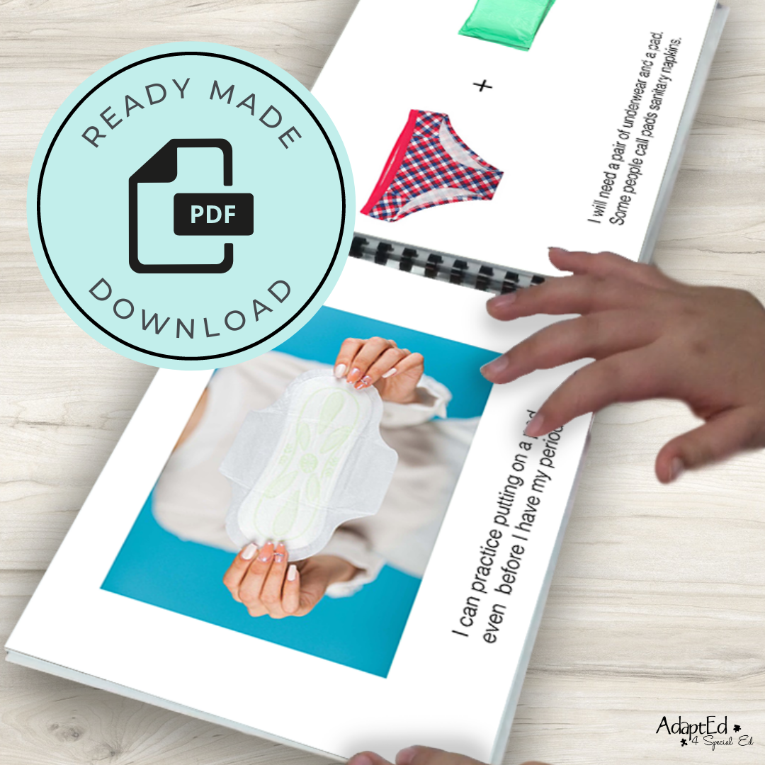 Social Skills Story: Putting on a Pad: Editable (Printable PDF ) Puberty - AdaptEd4SpecialEd