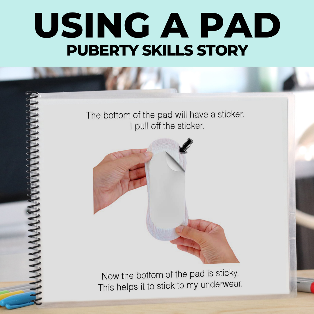 Social Skills Story: Putting on a Pad: Editable (Printable PDF ) Puberty - AdaptEd4SpecialEd