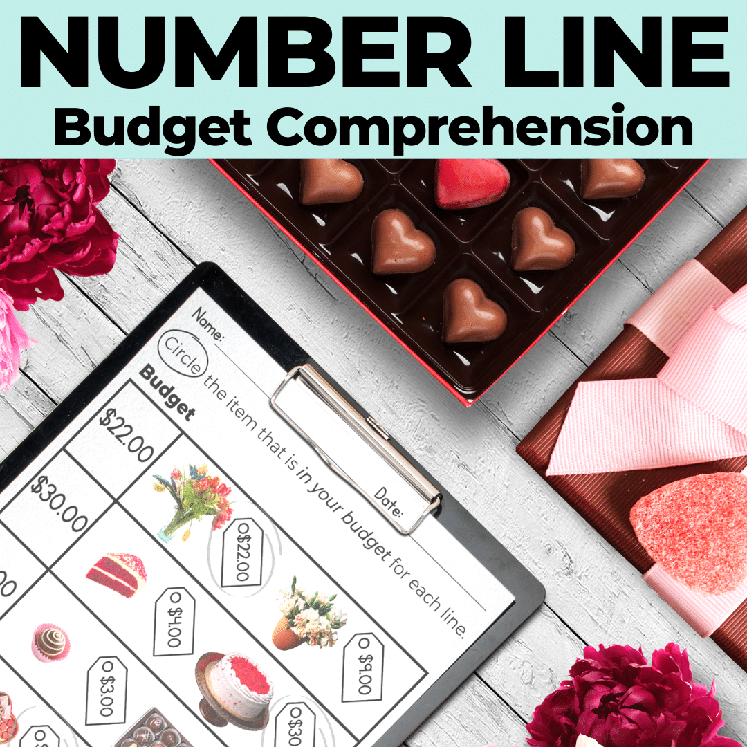 Valentine's Budget Number Line Worksheets - Do you have Enough Money?