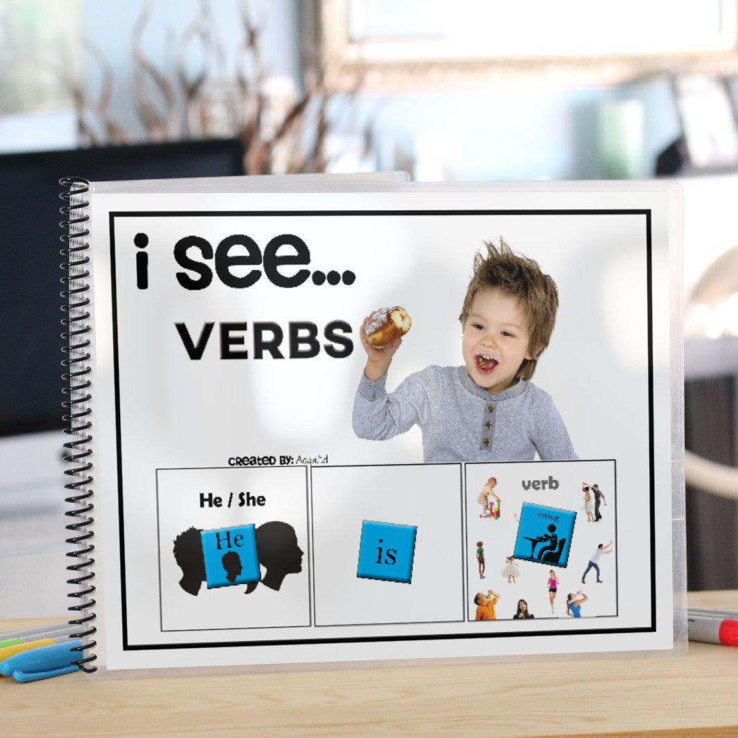 Pronoun + VERBS Adapted Book (Printable PDF + Interactive Digital) Verbs - AdaptEd4SpecialEd