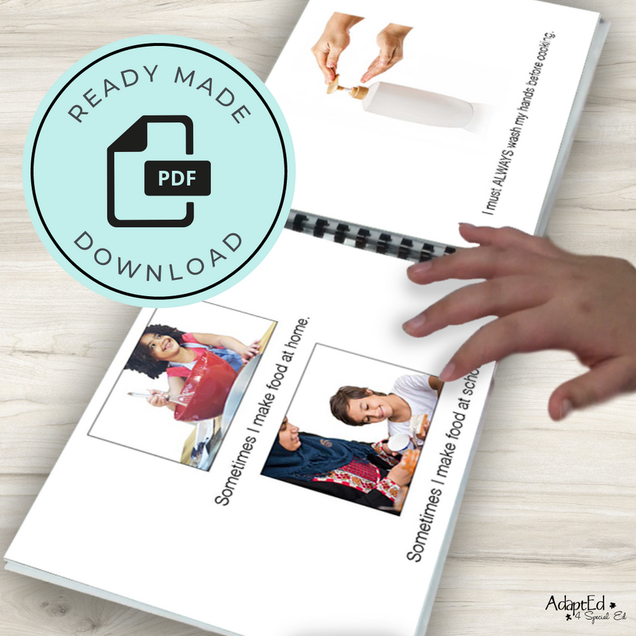 Social Story: Washing Your Hands Before Cooking (Printable PDF) Hygiene - AdaptEd4SpecialEd