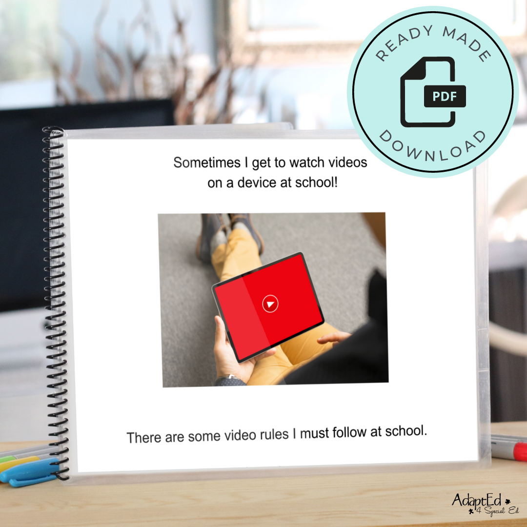 Social Skills Story: Watching Videos at School: Editable (Printable PDF) School - AdaptEd4SpecialEd