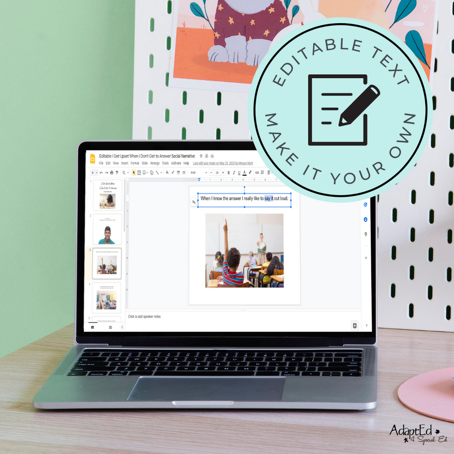 Social Skills Story: Upset When I Don't Get to Answer: Editable (Printable PDF ) School - AdaptEd4SpecialEd