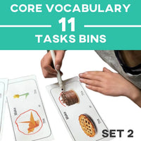Thumbnail for Core Vocabulary | Task Bins | Set 2: Up · Down · Open · Close · Same · Different · Make · Who Core Vocabulary - AdaptEd4SpecialEd