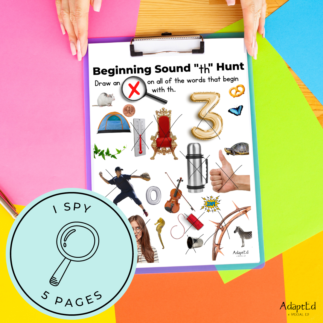 Digraph Beginning Sounds I Spy "Th" - AdaptEd4SpecialEd
